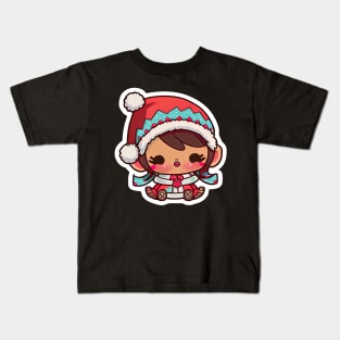 Chibi Kawaii Cute Adorable Little Girl Wearing Winter Clothes Kids T-Shirt